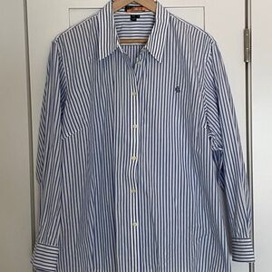 Stripe Cotton Long-Sleeve Blouse